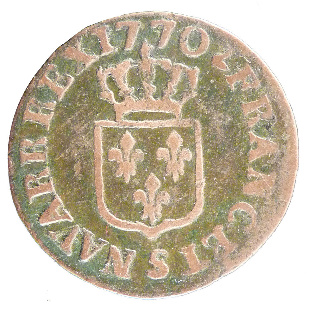 Moneta, Francia, Louis XV, Liard à la vieille tête, Liard, 1770, Reims, BB