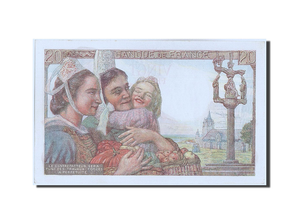 Banknote, France, 20 Francs, 20 F 1942-1950 ''Pêcheur'', 1943, 1943-04-15