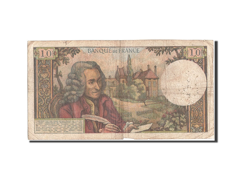 Geldschein, Frankreich, 10 Francs, 10 F 1963-1973 ''Voltaire'', 1964