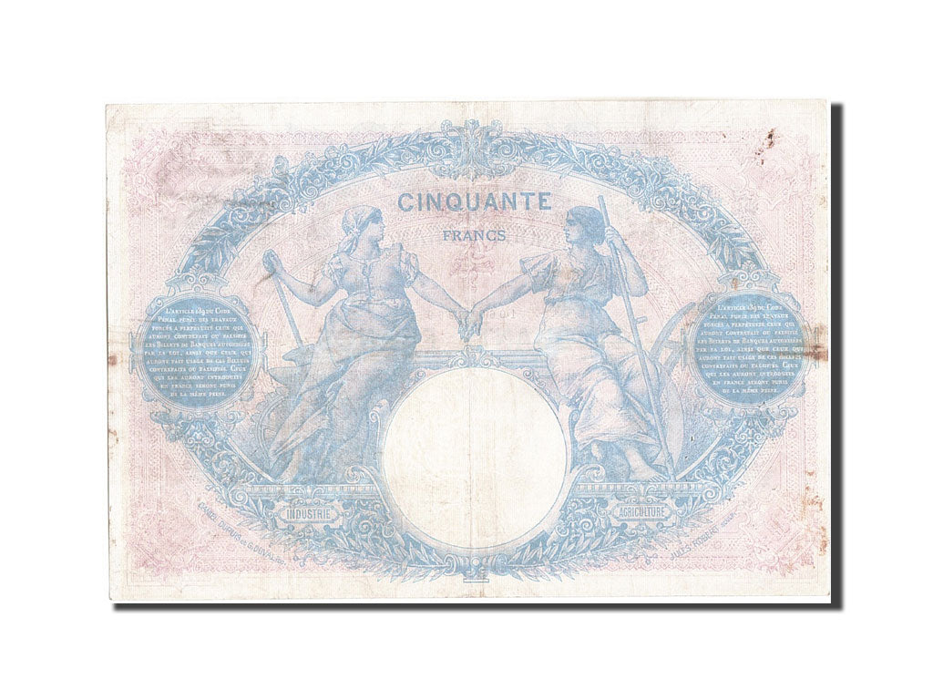 Banknot, Francja, 50 Francs, Bleu et Rose, 1912, 1912-02-17, EF(40-45)