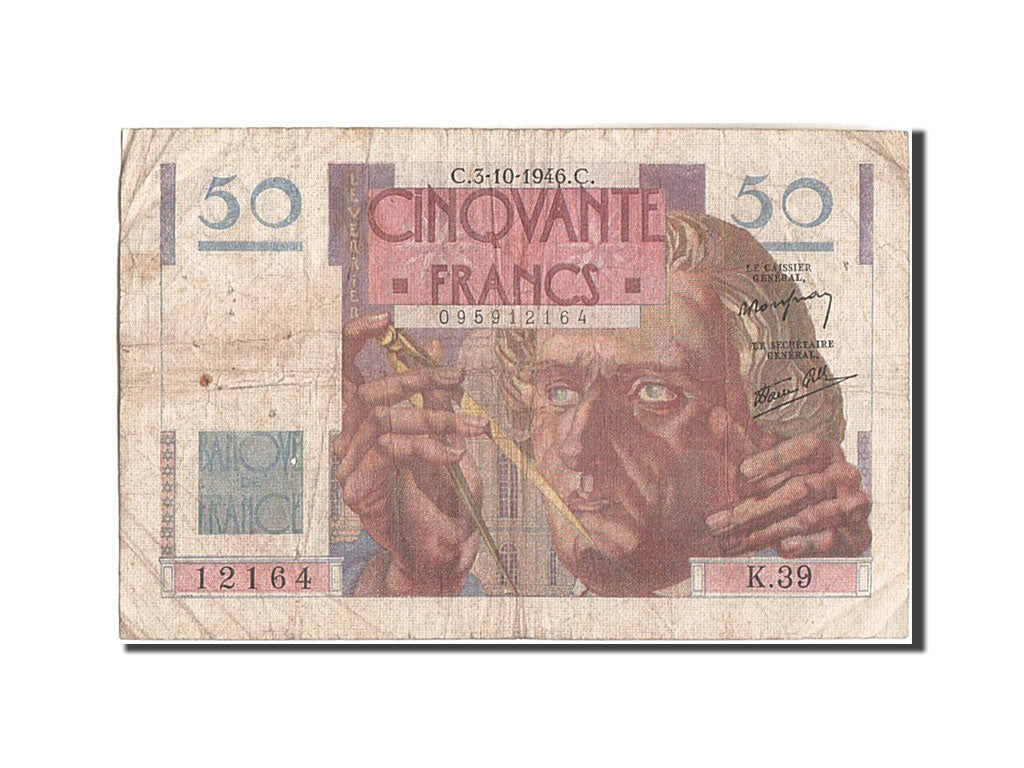Banconote, Francia, 50 Francs, 50 F 1946-1951 ''Le Verrier'', 1946, 1946-10-03