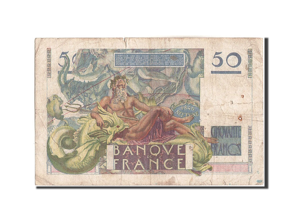 Geldschein, Frankreich, 50 Francs, 50 F 1946-1951 ''Le Verrier'', 1946