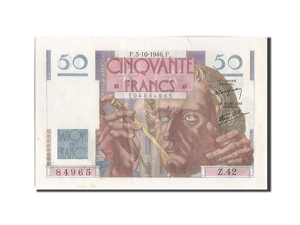 Banconote, Francia, 50 Francs, 50 F 1946-1951 ''Le Verrier'', 1946, 1946-10-03