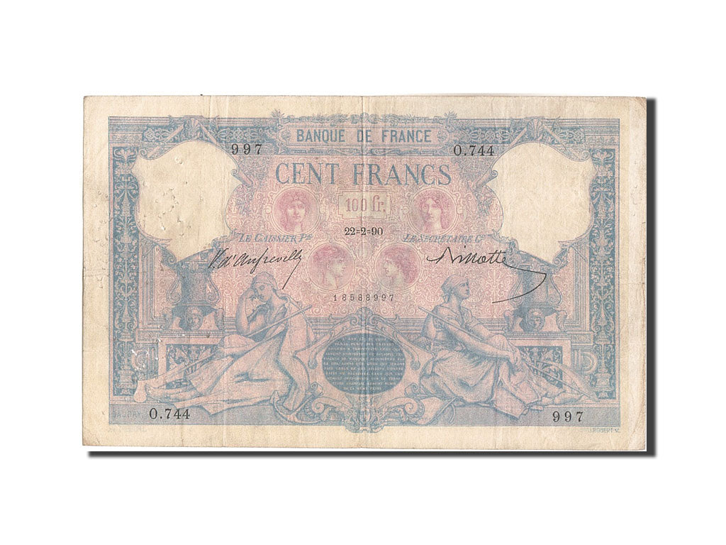 Banknote, France, 100 Francs, 100 F 1888-1909 ''Bleu et Rose'', 1890
