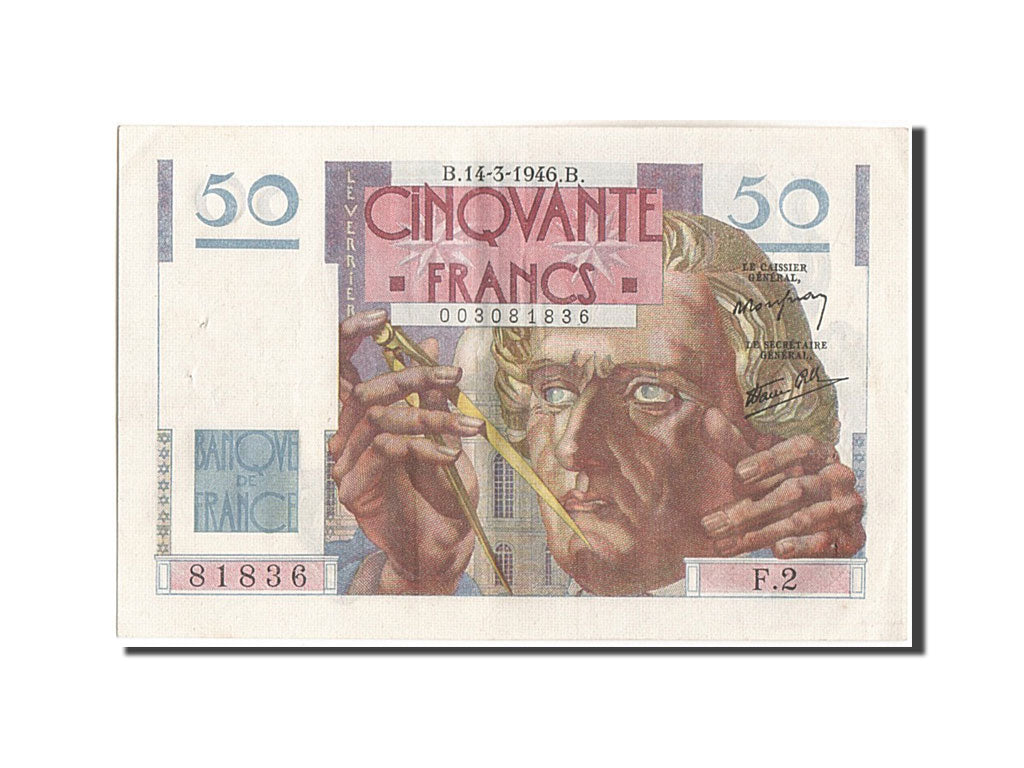 Banconote, Francia, 50 Francs, 50 F 1946-1951 ''Le Verrier'', 1946, 1946-03-14