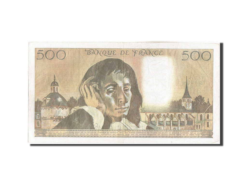 Geldschein, Frankreich, 500 Francs, 500 F 1968-1993 ''Pascal'', 1980