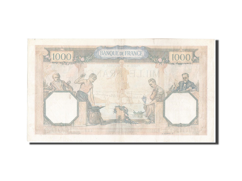 Banknote, France, 1000 Francs, 1 000 F 1927-1940 ''Cérès et Mercure'', 1938