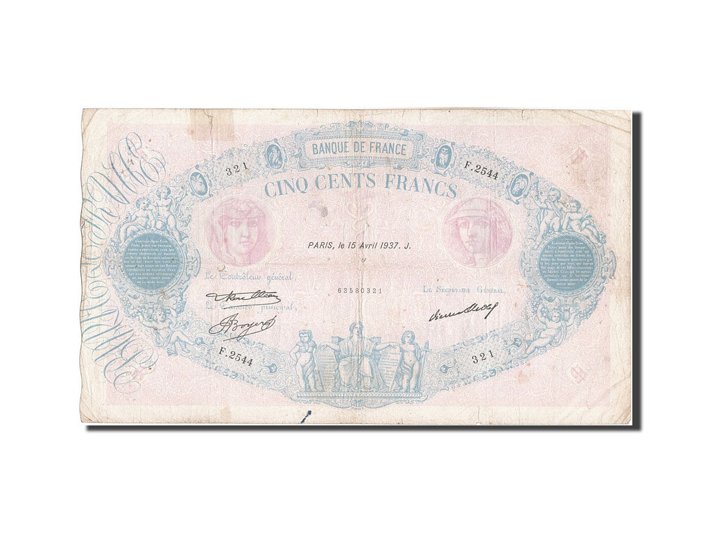 Banknote, France, 500 Francs, 500 F 1888-1940 ''Bleu et Rose'', 1937