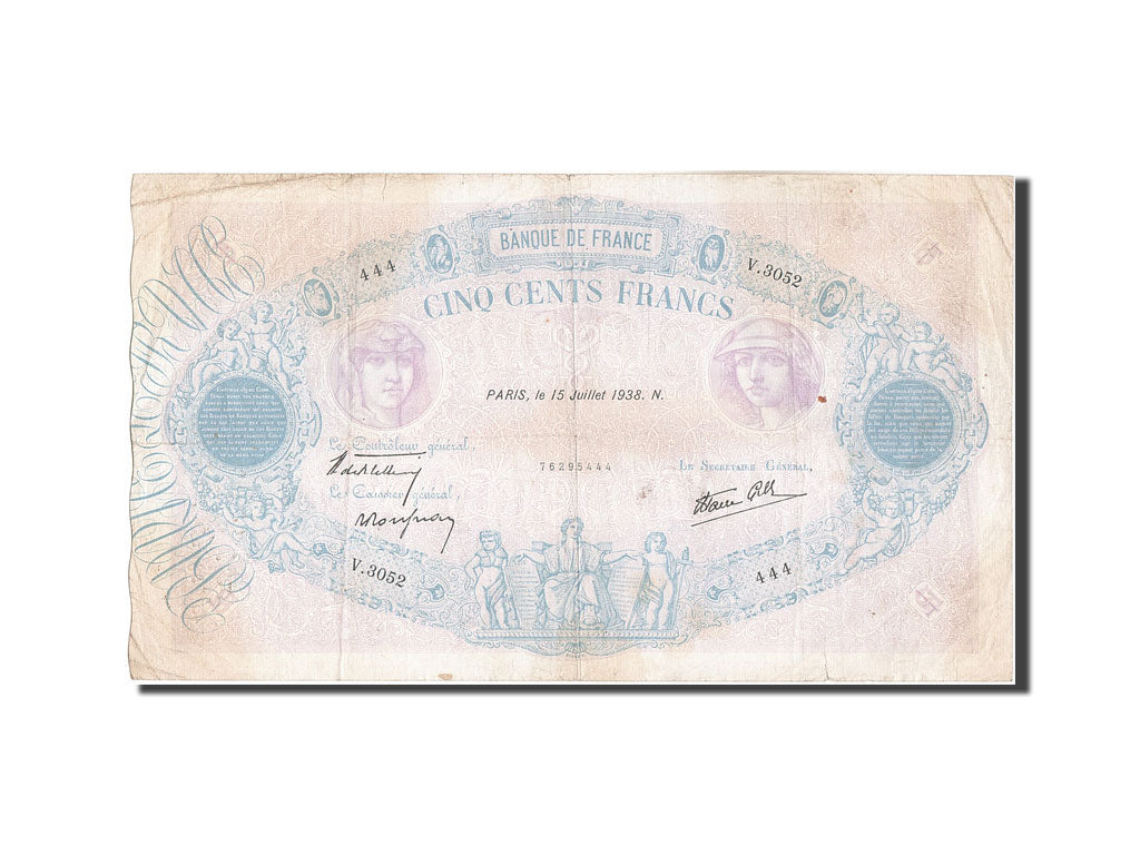 Billet, France, 500 Francs, 500 F 1888-1940 ''Bleu et Rose'', 1938, 1938-07-15