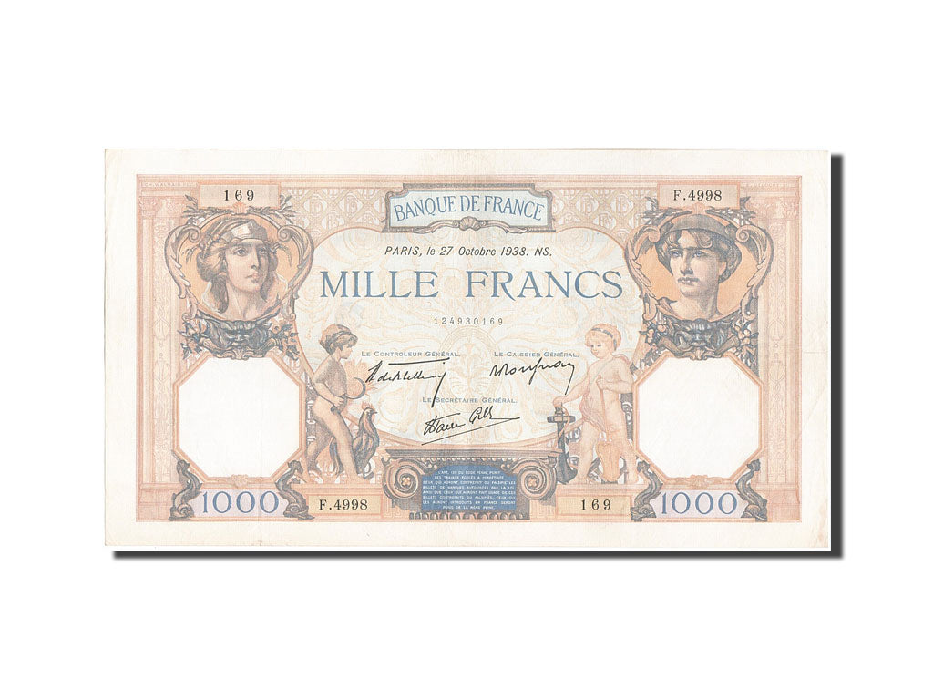 Banconote, Francia, 1000 Francs, 1 000 F 1927-1940 ''Cérès et Mercure'', 1938