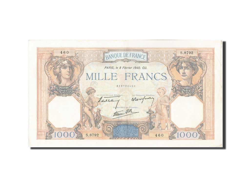 Banknote, France, 1000 Francs, 1 000 F 1927-1940 ''Cérès et Mercure'', 1940