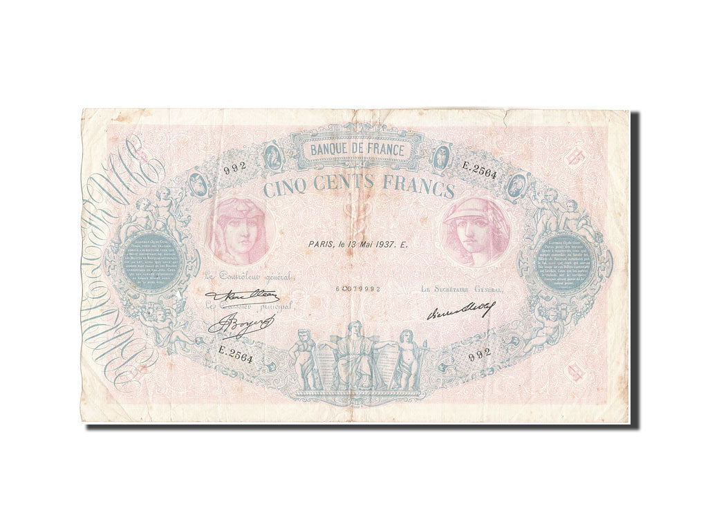 Banconote, Francia, 500 Francs, 500 F 1888-1940 ''Bleu et Rose'', 1937