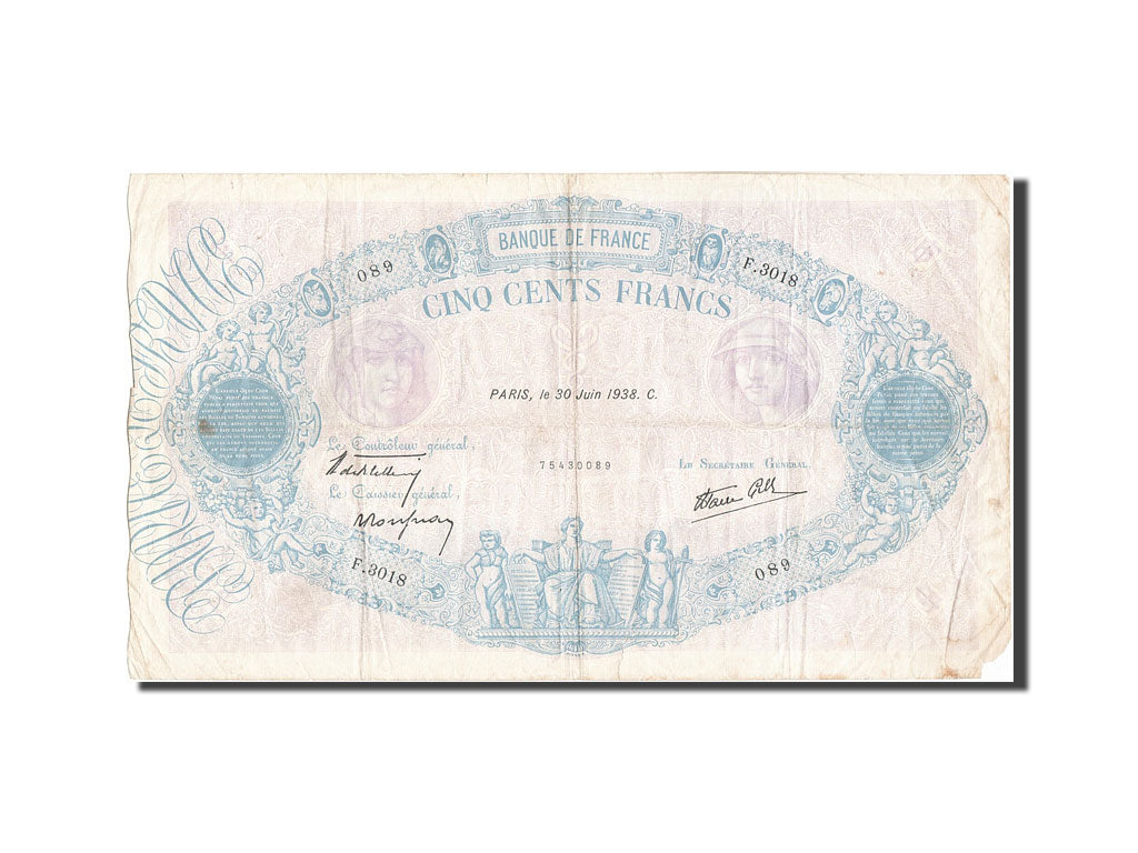 Banknote, France, 500 Francs, 500 F 1888-1940 ''Bleu et Rose'', 1938