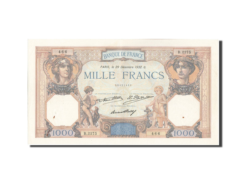 Banknote, France, 1000 Francs, 1 000 F 1927-1940 ''Cérès et Mercure'', 1932