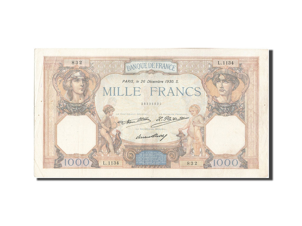Banconote, Francia, 1000 Francs, 1 000 F 1927-1940 ''Cérès et Mercure'', 1930