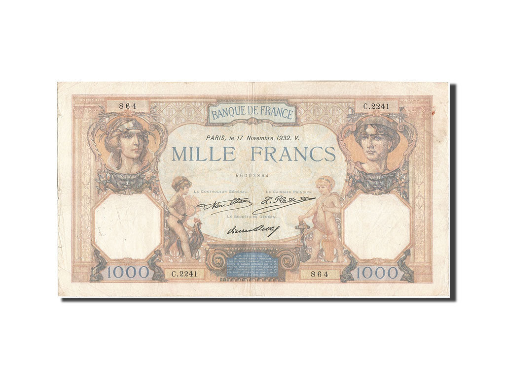 Banknote, France, 1000 Francs, 1 000 F 1927-1940 ''Cérès et Mercure'', 1932