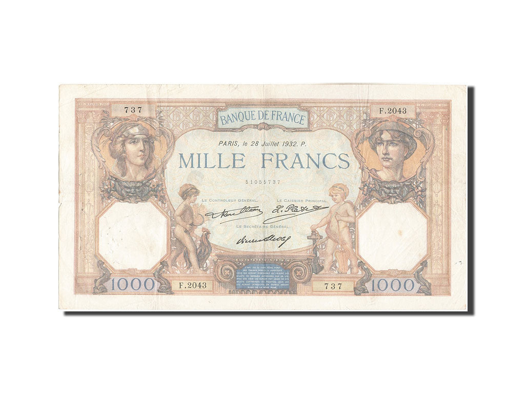 Banconote, Francia, 1000 Francs, 1 000 F 1927-1940 ''Cérès et Mercure'', 1932
