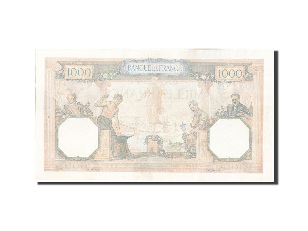 Banknote, France, 1000 Francs, 1 000 F 1927-1940 ''Cérès et Mercure'', 1937