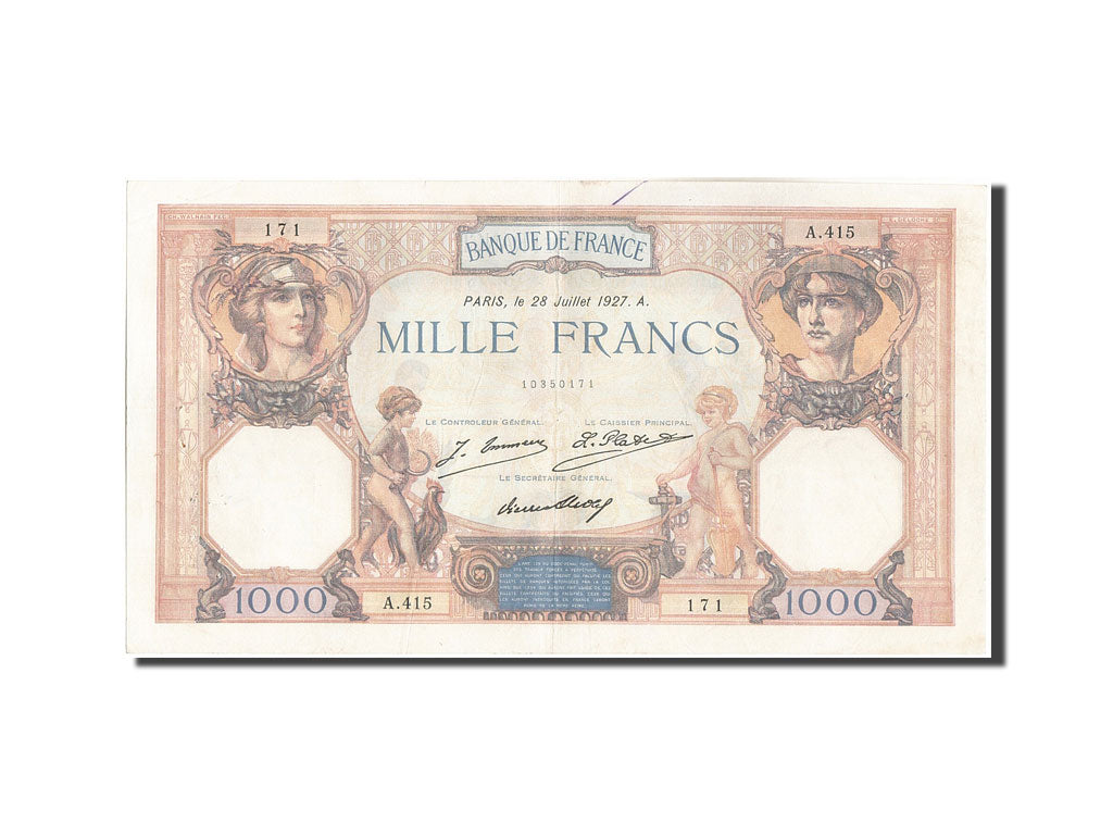 Banknote, France, 1000 Francs, 1 000 F 1927-1940 ''Cérès et Mercure'', 1927