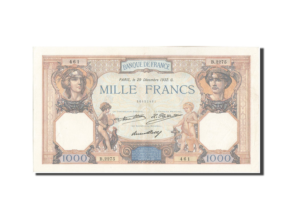 Banknote, France, 1000 Francs, 1 000 F 1927-1940 ''Cérès et Mercure'', 1932