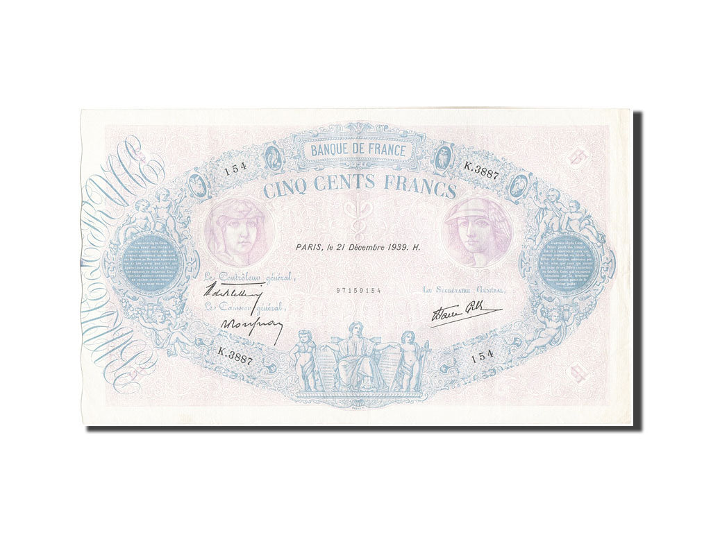 Billet, France, 500 Francs, 500 F 1888-1940 ''Bleu et Rose'', 1939, 1939-12-21