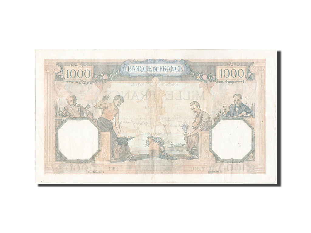 Banknote, France, 1000 Francs, 1 000 F 1927-1940 ''Cérès et Mercure'', 1938