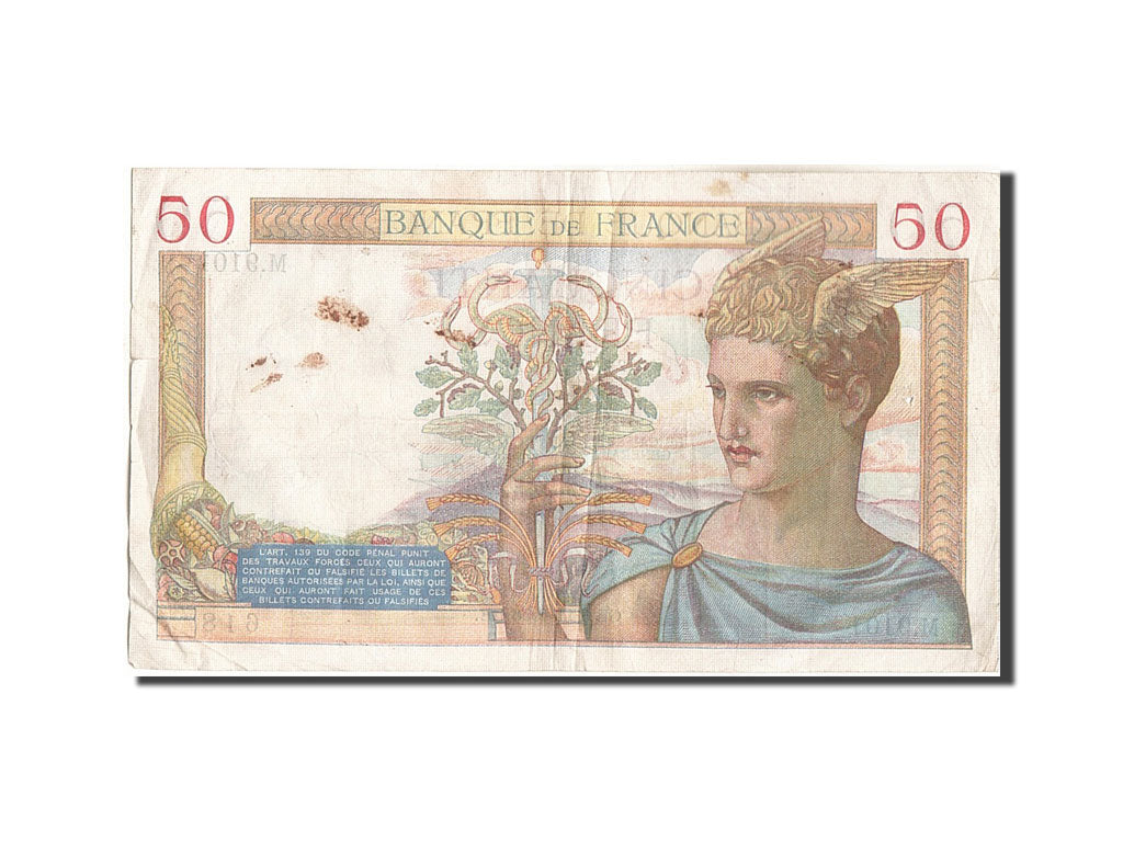 Geldschein, Frankreich, 50 Francs, 50 F 1934-1940 ''Cérès'', 1938, 1938-11-03