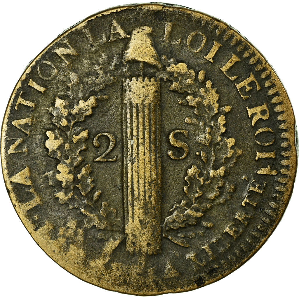 Coin, France, 2 sols françois, 2 Sols, 1792, Lille, EF(40-45), Bronze