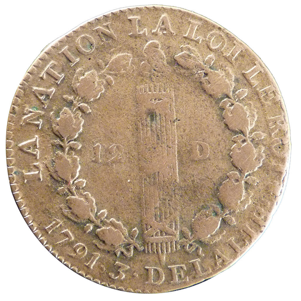 Coin, France, 12 deniers françois, 12 Deniers, 1791, Paris, VF(30-35), Bronze
