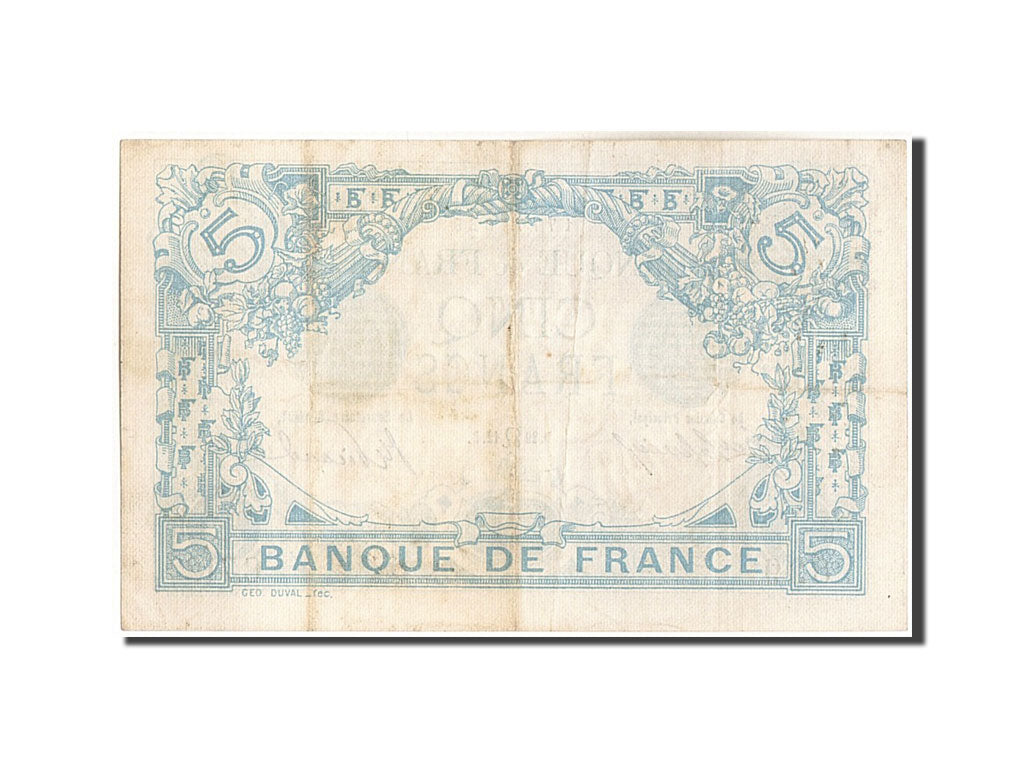 Banconote, Francia, 5 Francs, 5 F 1912-1917 ''Bleu'', 1912, 1912-07-29, BB+