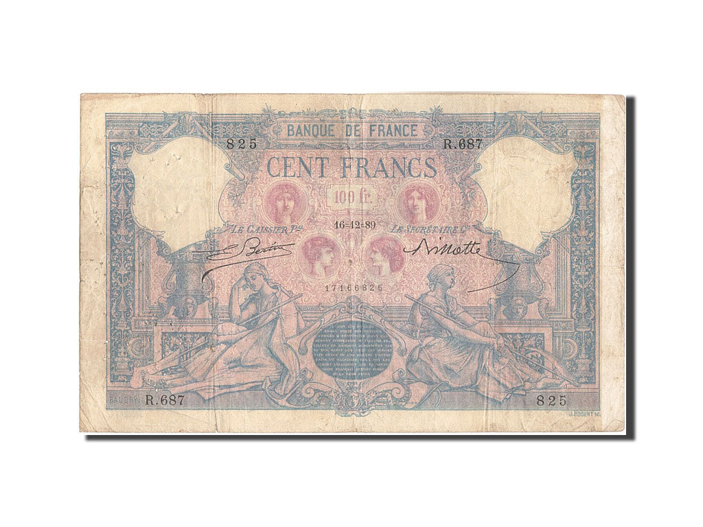 Frankreich, 100 Francs, Bleu et Rose, 1889-12-16, R.687, VF 20, PMG