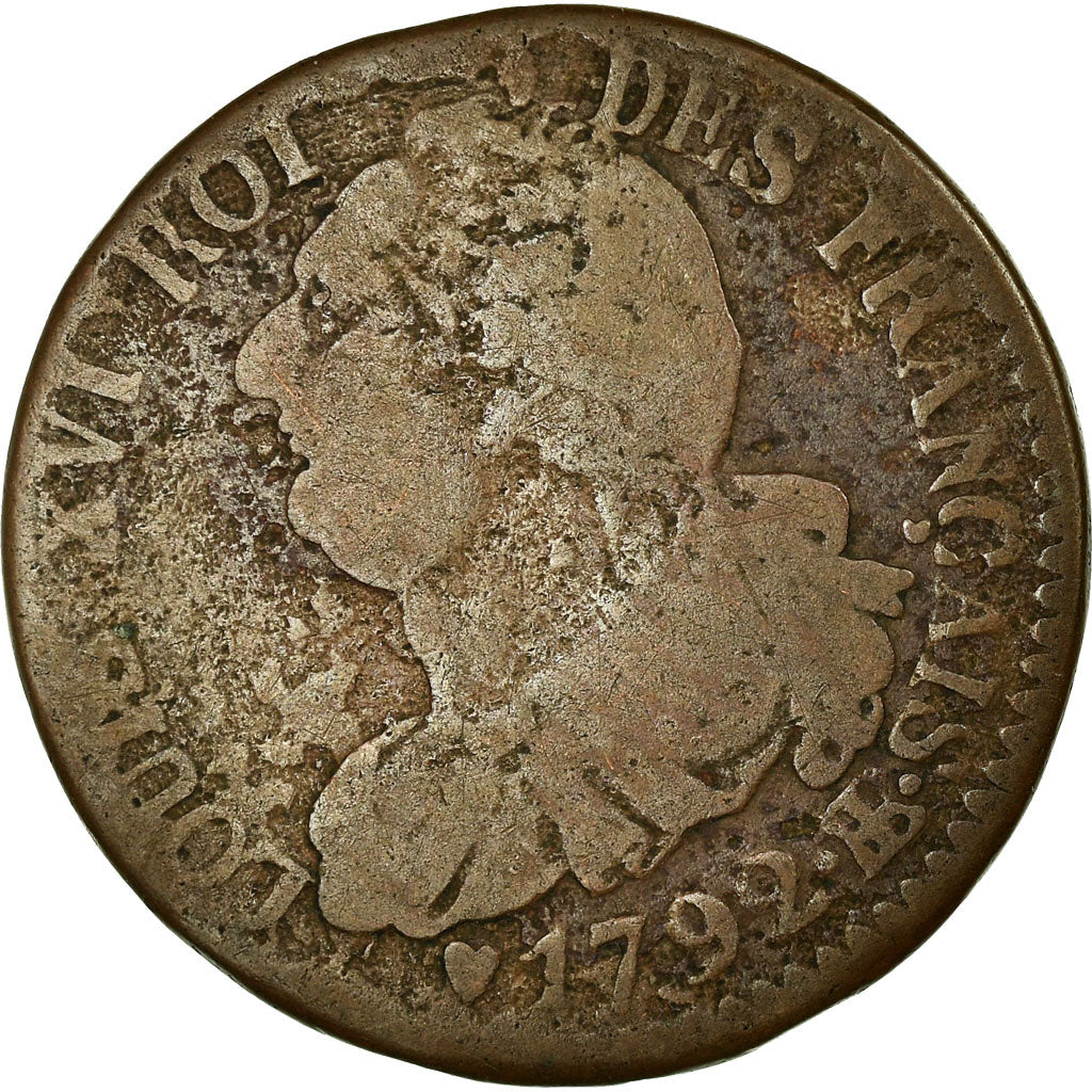 Coin, France, 6 deniers français, 6 Deniers, 1792, Strasbourg, F(12-15)