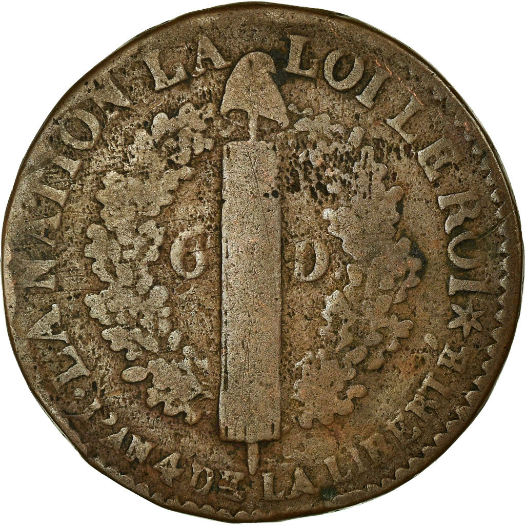 Coin, France, 6 deniers français, 6 Deniers, 1792, Strasbourg, F(12-15)