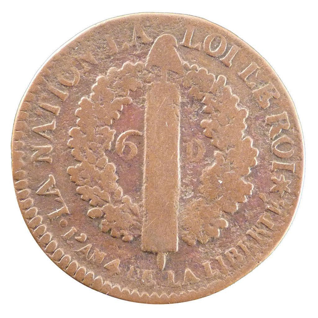 Coin, France, 6 deniers français, 6 Deniers, 1792, Strasbourg, F(12-15)