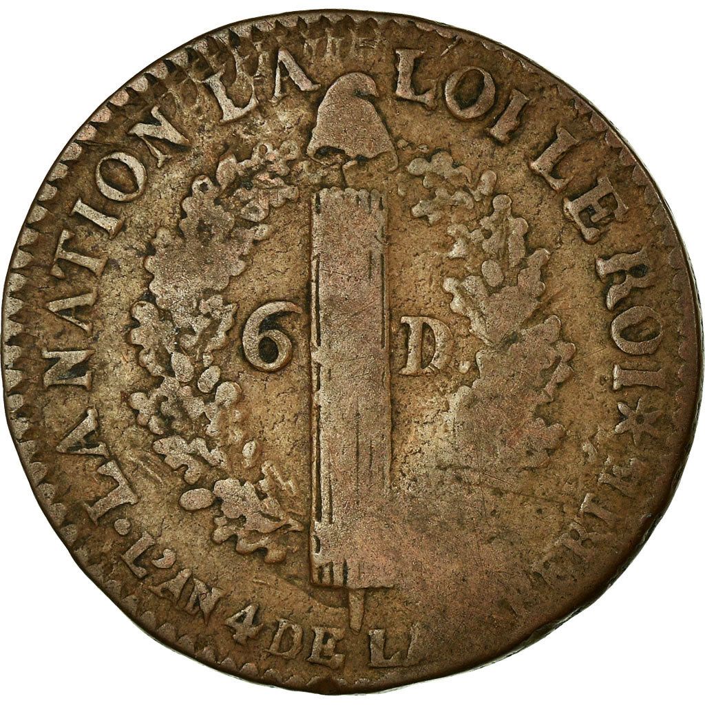 Coin, France, 6 deniers français, 6 Deniers, 1792, Strasbourg, F(12-15)