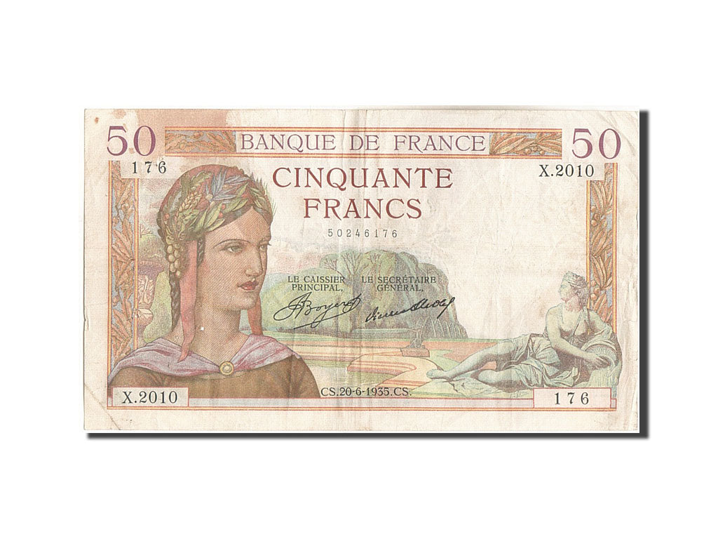 Banconote, Francia, 50 Francs, 50 F 1934-1940 ''Cérès'', 1935, 1935-06-20, MB