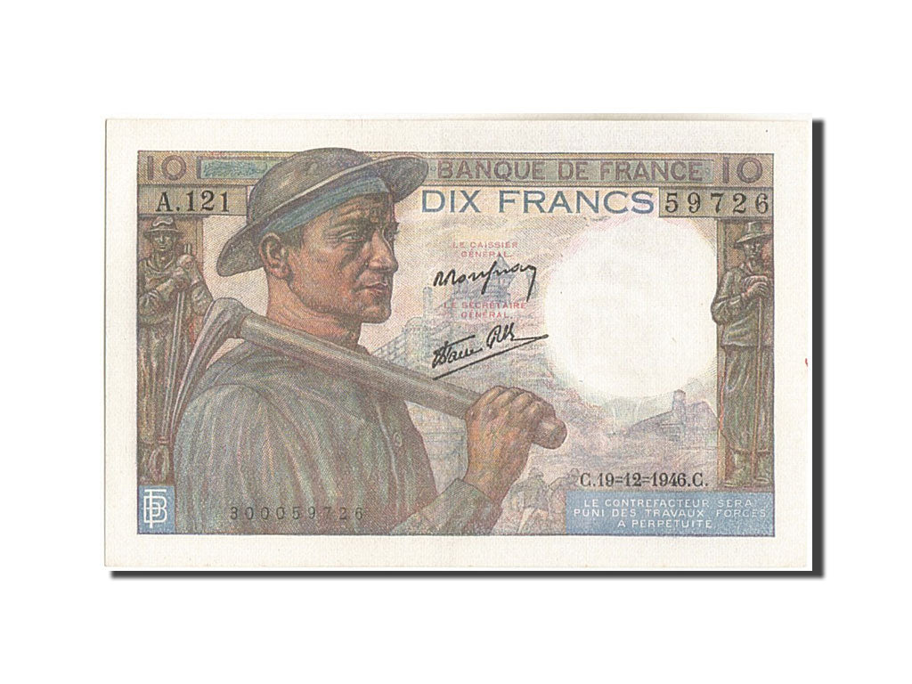 Banknote, France, 10 Francs, 10 F 1941-1949 ''Mineur'', 1946, 1946-12-19