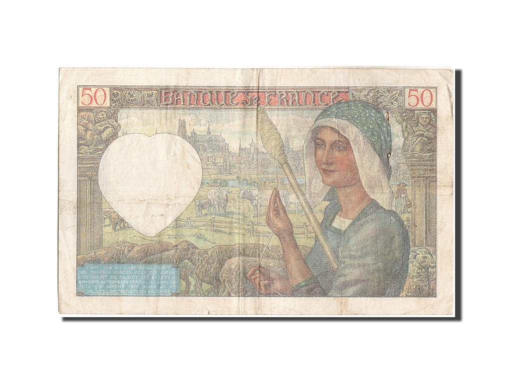 Geldschein, Frankreich, 50 Francs, 50 F 1940-1942 ''Jacques Coeur'', 1941