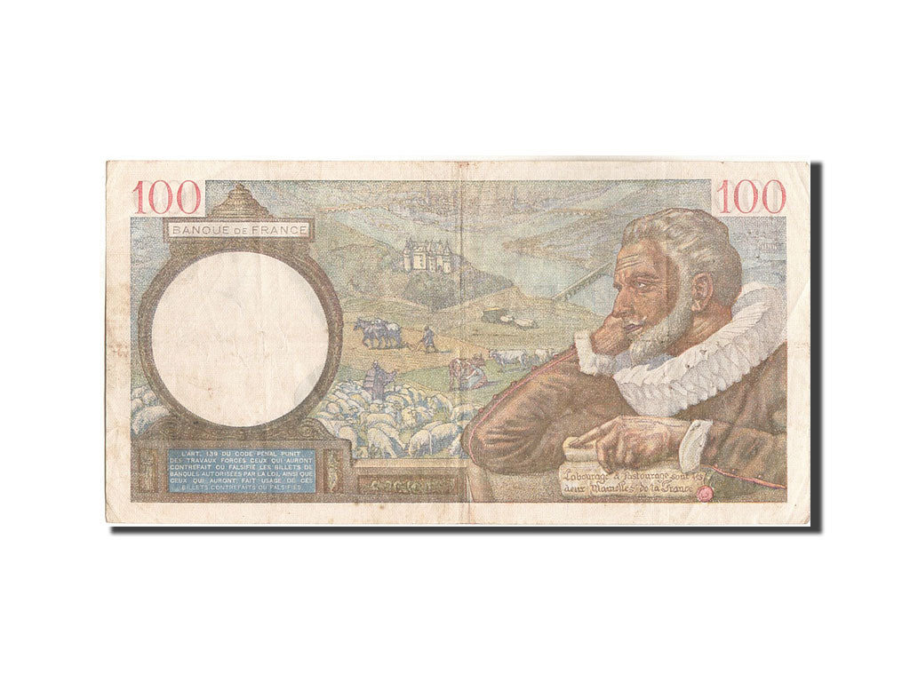 Banknote, France, 100 Francs, 100 F 1939-1942 ''Sully'', 1940, 1940-08-22