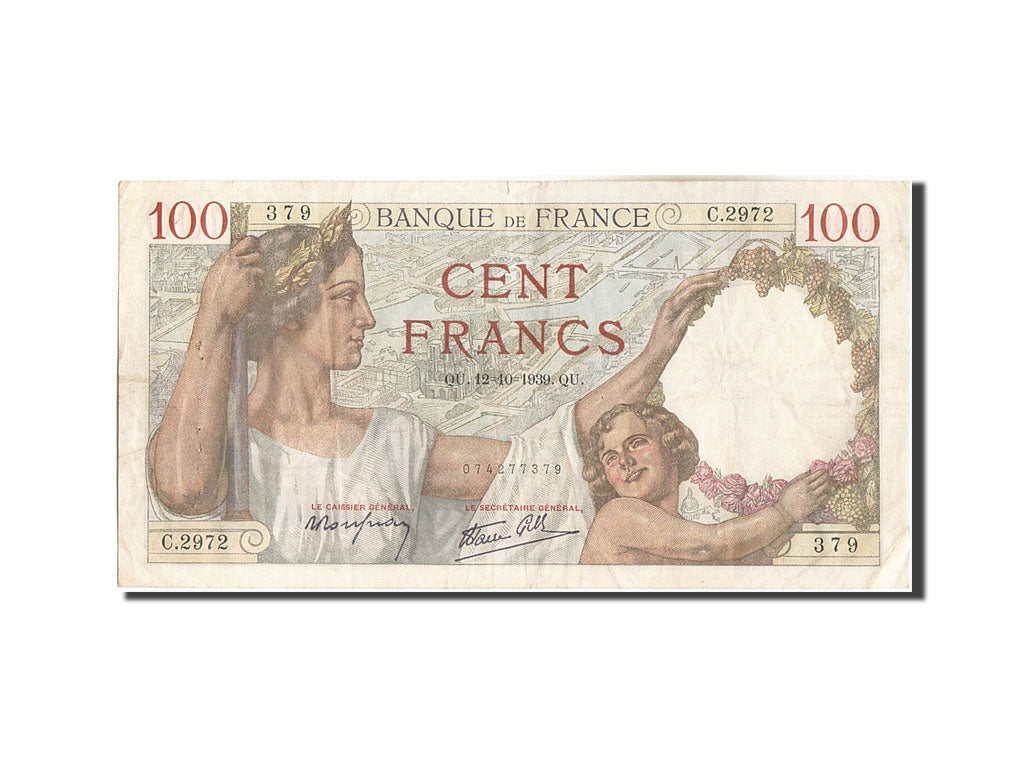 Banknote, France, 100 Francs, 100 F 1939-1942 ''Sully'', 1939, 1939-10-12