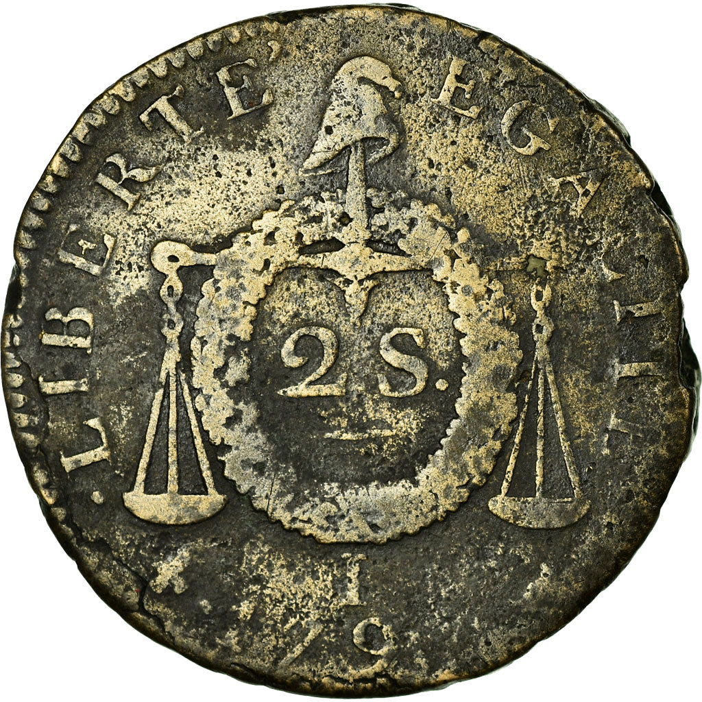 Munten, Frankrijk, 2 sols aux balances daté, 2 Sols, 1793, Limoges, FR, Bronze