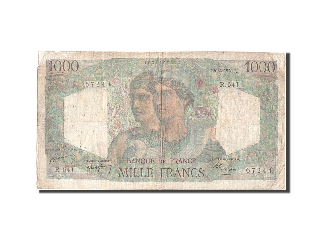 Banknote, France, 1000 Francs, 1 000 F 1945-1950 ''Minerve et Hercule'', 1950