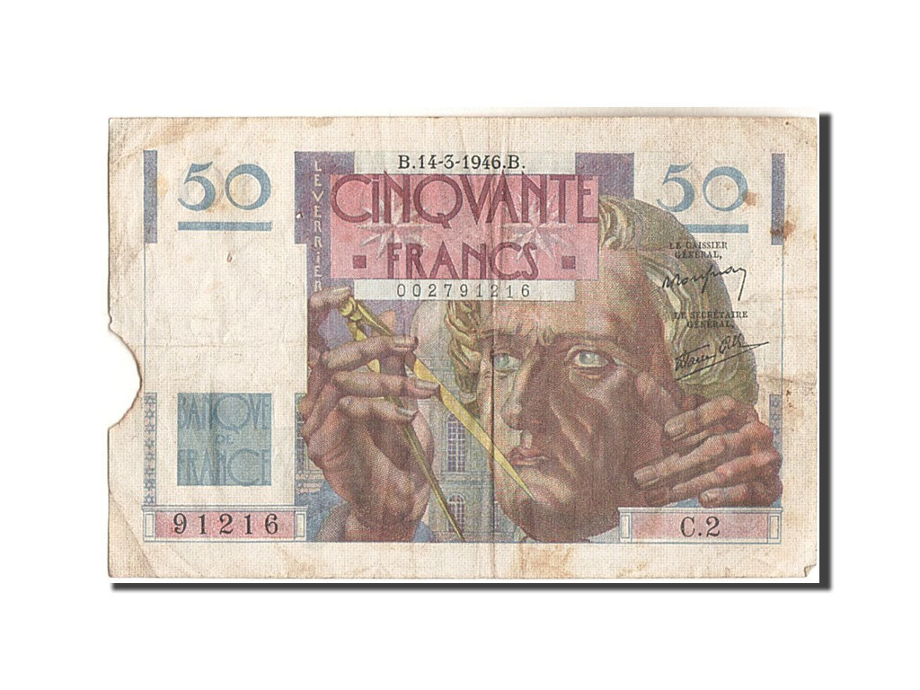 Biljet, Frankrijk, 50 Francs, 50 F 1946-1951 ''Le Verrier'', 1946, 1946-03-14