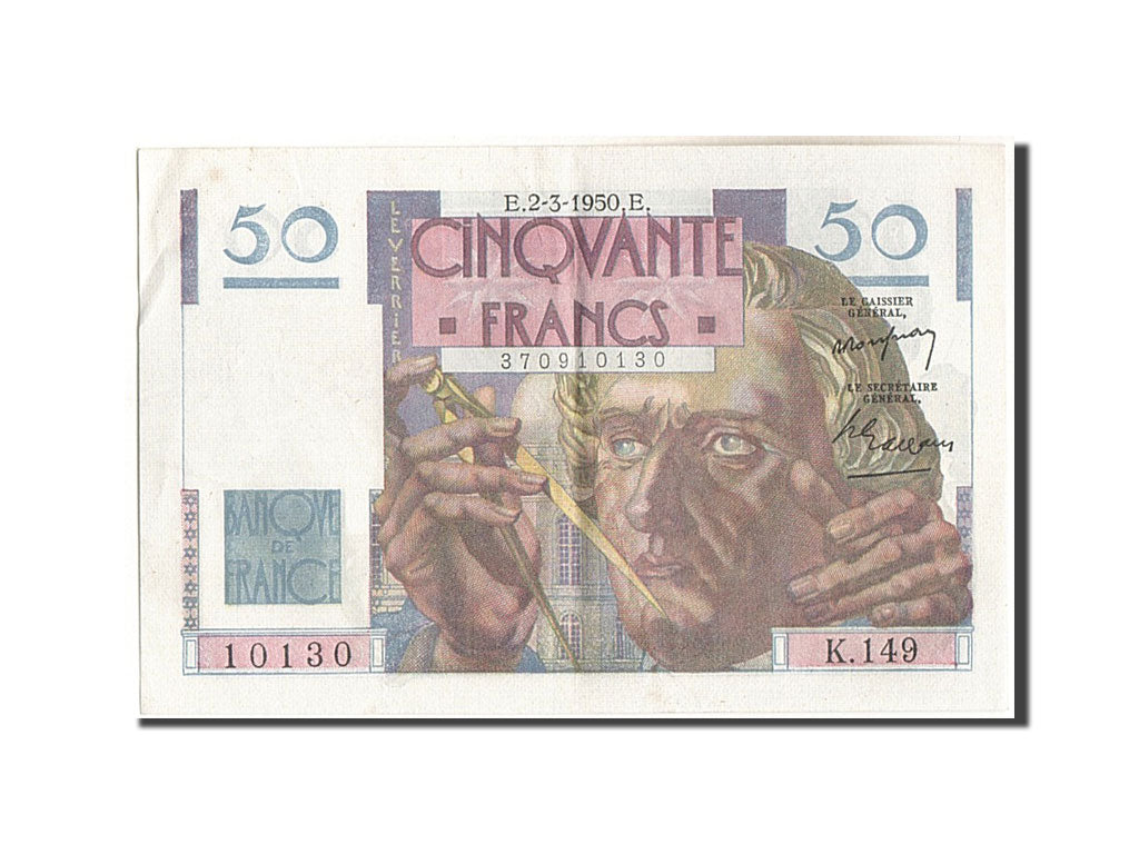 Banknote, France, 50 Francs, 50 F 1946-1951 ''Le Verrier'', 1950, 1950-03-02