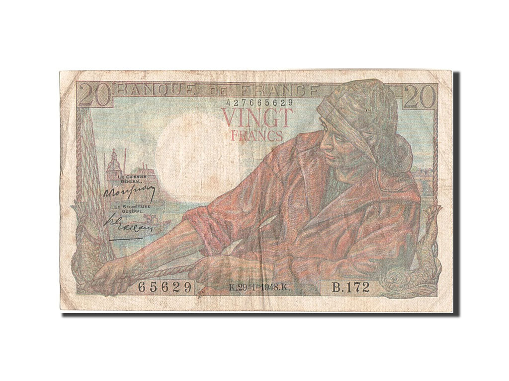Banknote, France, 20 Francs, 20 F 1942-1950 ''Pêcheur'', 1948, 1948-01-29