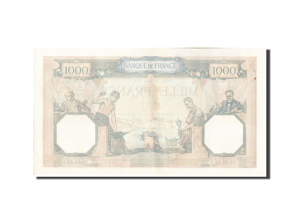 Banknote, France, 1000 Francs, 1 000 F 1927-1940 ''Cérès et Mercure'', 1936