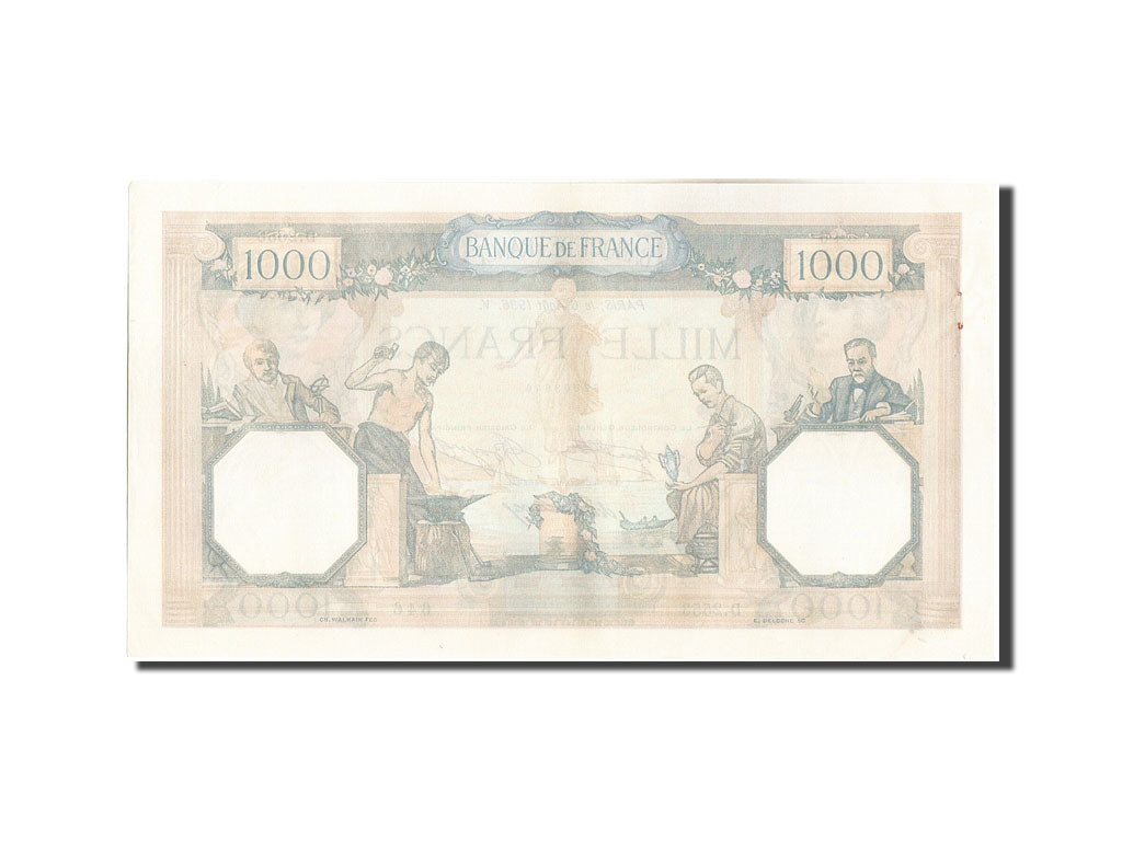 Banknote, France, 1000 Francs, 1 000 F 1927-1940 ''Cérès et Mercure'', 1936
