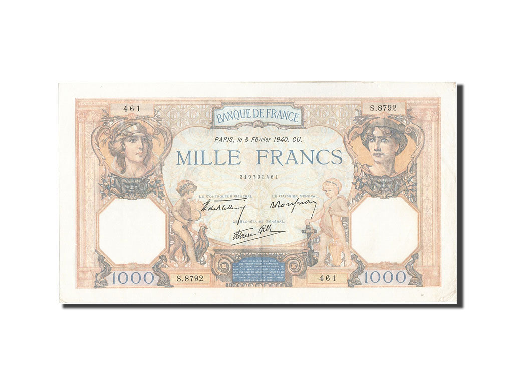 Banknote, France, 1000 Francs, 1 000 F 1927-1940 ''Cérès et Mercure'', 1940