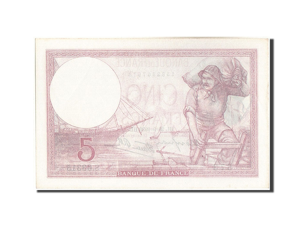 Billete, Francia, 5 Francs, 5 F 1917-1940 ''Violet'', 1939, 1939-09-28, SC+