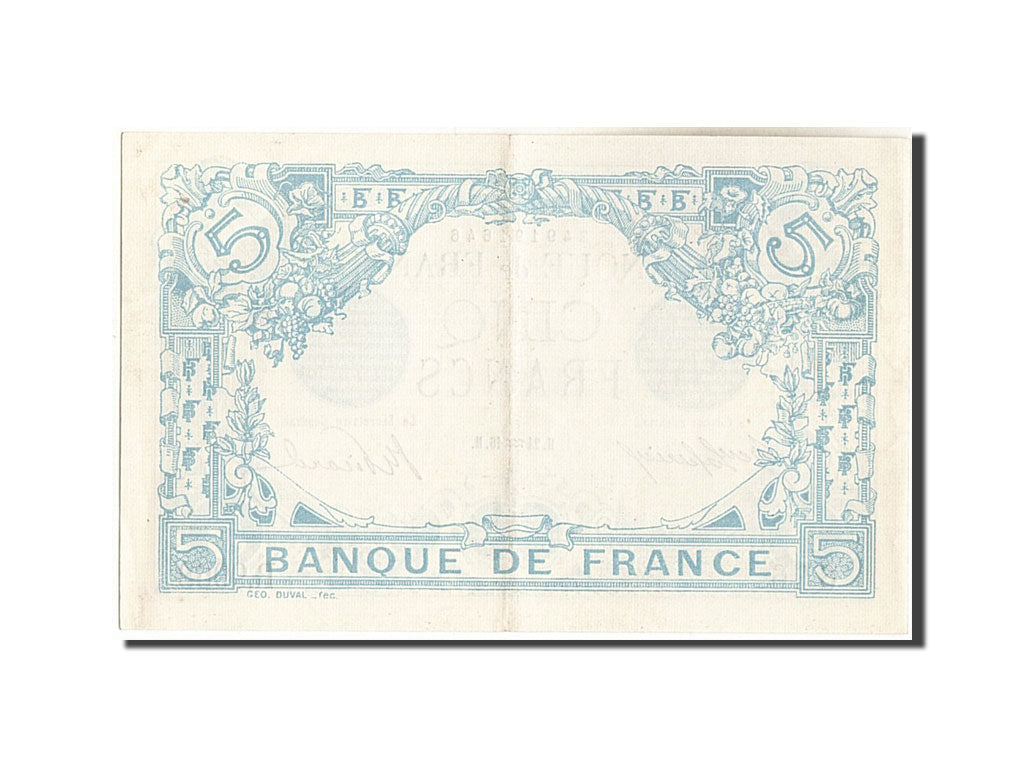 Banconote, Francia, 5 Francs, 5 F 1912-1917 ''Bleu'', 1916, 1916-01-24, SPL